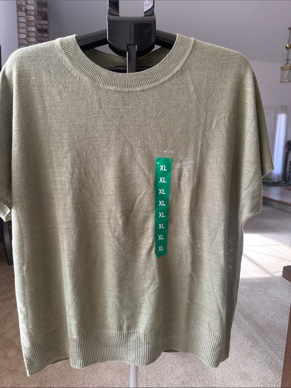 Banana Republic Olive Green Short-Sleeve Knit Sweater